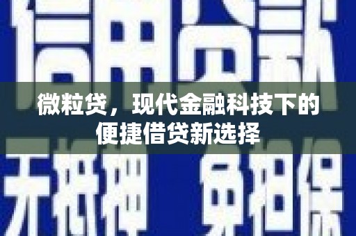 高平微粒贷，现代金融科技下的便捷借贷新选择