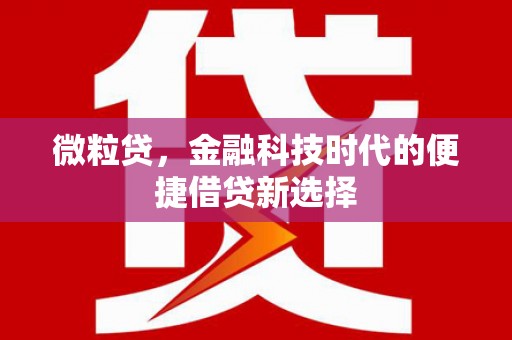 高平微粒贷，金融科技时代的便捷借贷新选择